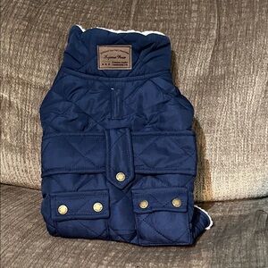 Quilted Navy Dog Vest Jacket Medium